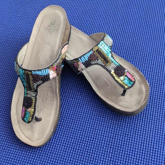 white mountain sequin sandals
